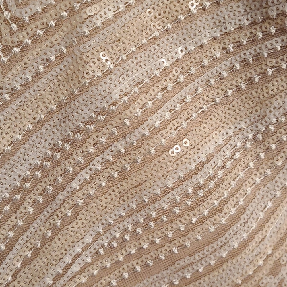 Beige and White Short Tulle Cocktail Dress - Picture 7 of 8